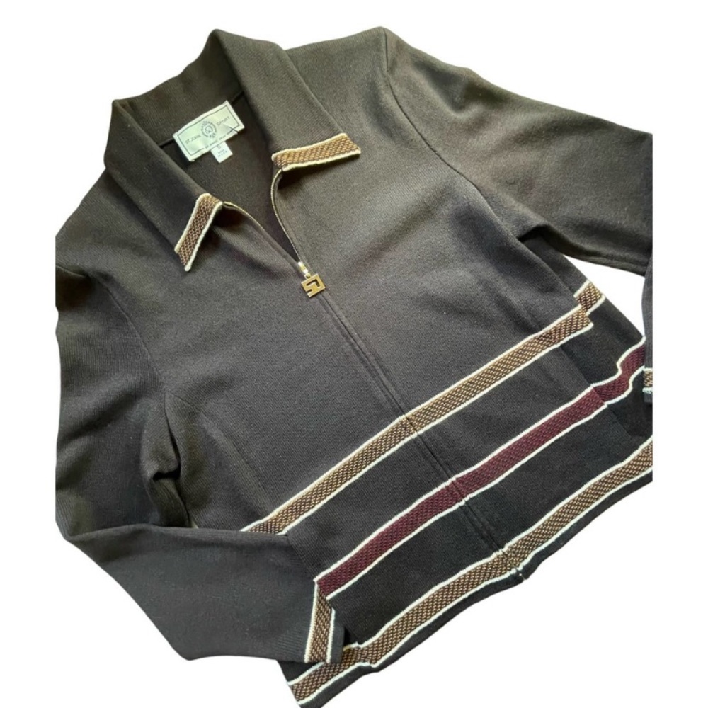 St. John Sports by Marie Gray Vintage Brown
Striped Zip-Up Jacket Size M